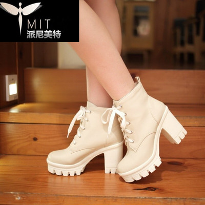 流行馬丁靴女英倫短靴潮秋新款歐美粗跟防水臺短筒靴子跟騎士靴 派尼美特馬丁靴型號【價格 圖片 品牌 報價】-蘇寧易購派尼美特服飾鞋帽專營店