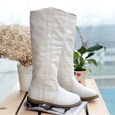春秋新款平底平跟中筒靴騎士靴白色女靴子大碼單靴演出高筒護(hù)士靴 東材中筒靴型號(hào)【價(jià)格 圖片 品牌 報(bào)價(jià)】-蘇寧易購(gòu)力盾服飾鞋帽專營(yíng)店