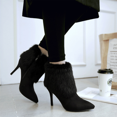 天鞋子女短靴尖頭細(xì)跟跟靴子2017新款韓版兔毛及踝靴加絨婚靴 賓如意靴子型號(hào)【價(jià)格 圖片 品牌 報(bào)價(jià)】-蘇寧易購(gòu)樸云服飾鞋帽專營(yíng)店