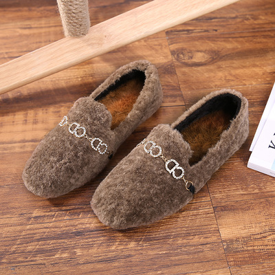 2017秋冬新款毛毛鞋子休閑鞋舒適平底加絨棉瓢鞋 淺棕色 36 艾尚戀族圓頭單鞋型號(hào)【價(jià)格 圖片 品牌 報(bào)價(jià)】-蘇寧易購(gòu)聯(lián)創(chuàng)服飾鞋帽專營(yíng)店