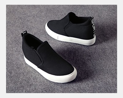 球黑白色帆布鞋女一腳蹬懶人鞋厚底內增樂福鞋松糕休閑小白鞋 賓如意帆布鞋型號【價格 圖片 品牌 報價】-蘇寧易購樸云服飾鞋帽專營店